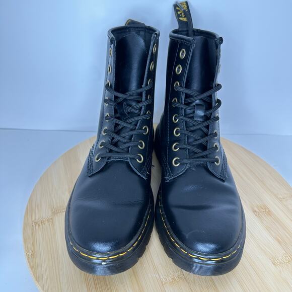 Dr. Martens Zavala Lace Up Black Leather Combat Boots Womens 6 Mens 5 - Picture 2 of 6